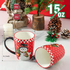 HASENSE 15oz Coffee Mugs Set of 4, Ceramic Holiday mugs with Handles,Lager Coffee Cups for Hot Cocoa,Coffee or Tea, Ideal Gifts for Family,Friends,and Holiday Parties,Colorful