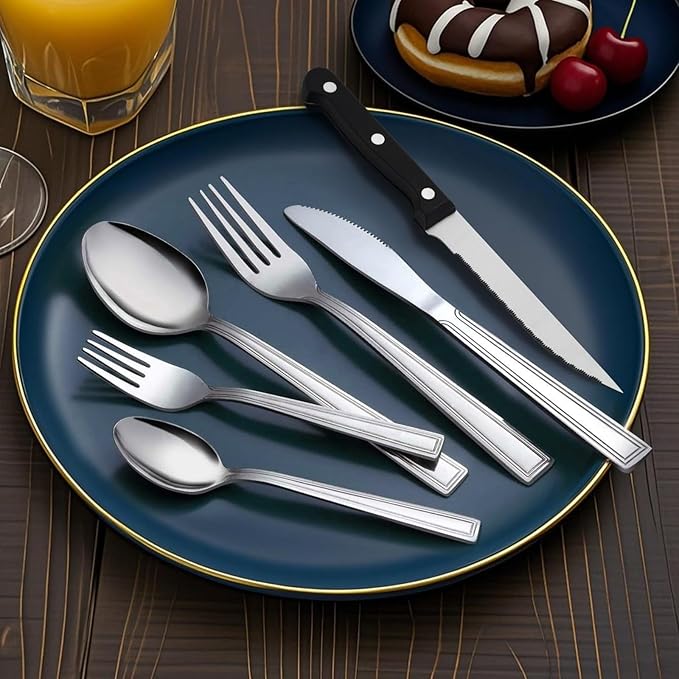 72-Piece Silverware Set - Stainless Steel Silverware Set for 12, Include Fork Knife Spoon Set, Mirror Polished Flatware Set, Cutlery Set for Home Kitchen Restaurant, Dishwasher Safe
