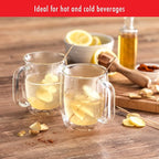 ZWILLING Sorrento Plus 4-pc Double-Wall Glass, Insulated Coffee Mug, 12-oz, 355ml, Clear