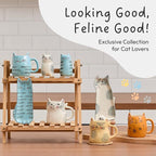 Bico Cartoon Cat Coffee Mugs Set of 4, Cute Ceramic Mugs with Unique Cats Faces, Stoneware Coffee Tea Mug Gifts for Cat Lovers, Women and Men, Microwave and Dishwasher Safe (10 oz)