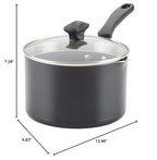 Farberware Cookstart DiamondMax Nonstick Straining Saucepan, Dishwasher Safe, 3 Quart, Black