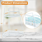 VITVITI 2 Tier Corner Bathroom Counter Organizer, Metal Bathroom Countertop Organizer Shelf Storage, Bath Room Sink Makeup Organizers for Vanity Perfume Skincare with Hooks, White