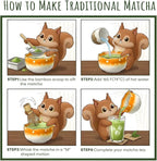 Matcha Whisk Set and Bowl, 5-Pieces Matcha Tea Ceremony Kit with Mushroom Design Gifts for Women Friends Lovers, Bamboo Whisk and Scoop, Orange