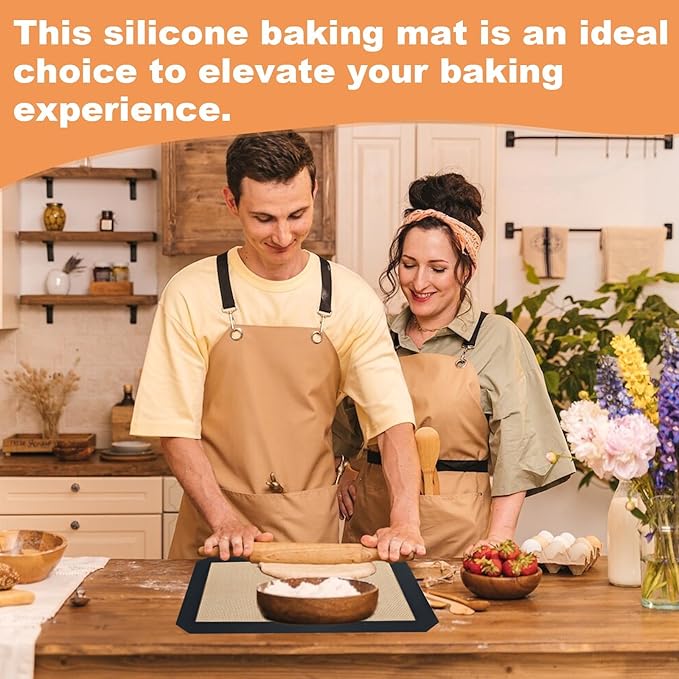 Silicone Baking Mat,Silicone Mat,2 Pack Reusable Non-Stick Baking Mat,Food Safe Silicone Mats for Baking, Oven Baking Sheet for Making Cookies, Macaroons, Bread,(16.5"L x11.6"W)