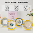 Yeacccng Bohemian Cereal Bowls Set of 4, 27 Oz Ribbed Exterior Ceramic Bowls, 6.14 Inch Lead-Free Scratch-Resistant for Soup/Cereal/Oatmeal/Pasta/Fruit, Dishwasher & Microwave Safe