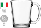 Godinger Coffee Mugs, Italian Made Glass Coffee Mug, Hot Beverage Tea Cups, Glass Cups, Drinking Glasses - 10oz., Set of 4