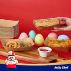 JOLLY CHEF 2lb Paper Food Trays, 250 Pack Disposable Paper Boat, Serving Boats for Gameday, Food Holder Trays for Snacks French Fries Nachos Hot Dog Tacos BBQ Party
