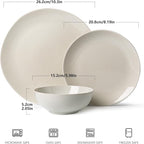 Ceramic Dinnerware Sets-12 Pieces Set, Plates Pasta Bowls Soup Bowls, Modern Stoneware Dishes, Reaction Glaze Black (Sky white)