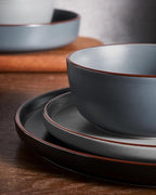 Famiware Mercury Dinnerware Sets with Pasta Bowls, Service for 4 (16 Pieces), Plates and Bowls Sets, Microwave and Dishwasher Safe Dishes Set, Multi-color