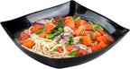 Restaurantware Moderna 32 Ounce Fancy Plastic Bowls 10 Square Disposable Salad Bowls - Durable Heavy-duty Black Plastic Bowls For Warm And Cold Foods (Pack of 3)