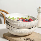 22 Oz Pasta Bowls Set of 4 - Ceramic Soup Bowls, 8inch Large Serving Bowl, Porcelain Kitchen Embossed Dish for Salad, Fruit, Rice, Desserts, Housewarming Present, Dishwasher Safe