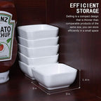 DELLING 3 Oz Ceramic Dipping Bowls Set of 6, Porcelain Soy Sauce Dish - White Dip Bowls for Charcuterie Board Cups, Small Sauce Cups for Condiment Ketchup BBQ, Dipping Sauce Cups Dishwasher Safe