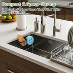 LANDNEOO [Space Saving] Sponge Holder for Kitchen Sink, Great for Scrub Daddy/Scrub Mommy Sponges, Rust-proof Sink Sponge Caddy Organizer for Dish Brush, Scrubber - with Suction Cups & Hooks, Black