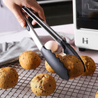 Tongs for Cooking, 12" Kitchen Tongs with Silicone Tips, Food Grade Serving Tongs Set of 3, Black