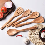 Gudamaye 12 inch Olive Wooden Utensils for Cooking, Long Handle Wooden Spoons for Cooking, 6 PCES Crafting Wooden Spoon Set, Wooden Kitchen Utensil set, Natural Olive Wood utensil Set