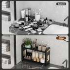 Bathroom Counter Organizer,Bathroom Counter Shelf,Bathroom Organizers,Under Sink Organizer,Cologne Organizer For Men,Cologne Cabinet,Spice Rack Organizer for Cabinet,Gifts(Black 2 Tier)
