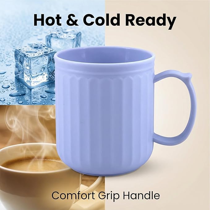13 oz Plastic Coffee Mugs set of 6 - Unbreakable Coffee Mug, BPA Free Microwave & Dishwasher Safe - Reusable Thick Wall Drinking Cups for Indoor and Outdoor (Assorted Color)
