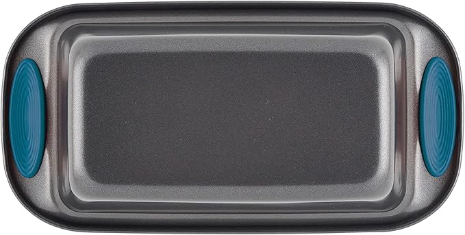 Rachael Ray Yum-o! Bakeware Oven Lovin' Nonstick Loaf Pan, 9-Inch by 5-Inch Steel Pan, Gray with Marine Blue Handles (Pack of 6)