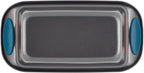 Rachael Ray Yum-o! Bakeware Oven Lovin' Nonstick Loaf Pan, 9-Inch by 5-Inch Steel Pan, Gray with Marine Blue Handles (Pack of 6)