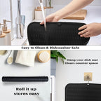ZLR Large Silicone Dish Drying Mat (16" x 18") - XL Heavy Duty Drainboard Mat for Pots, Pans & Family Loads - Heat Resistant Trivet & Counter Protector, Easy Clean (Black)