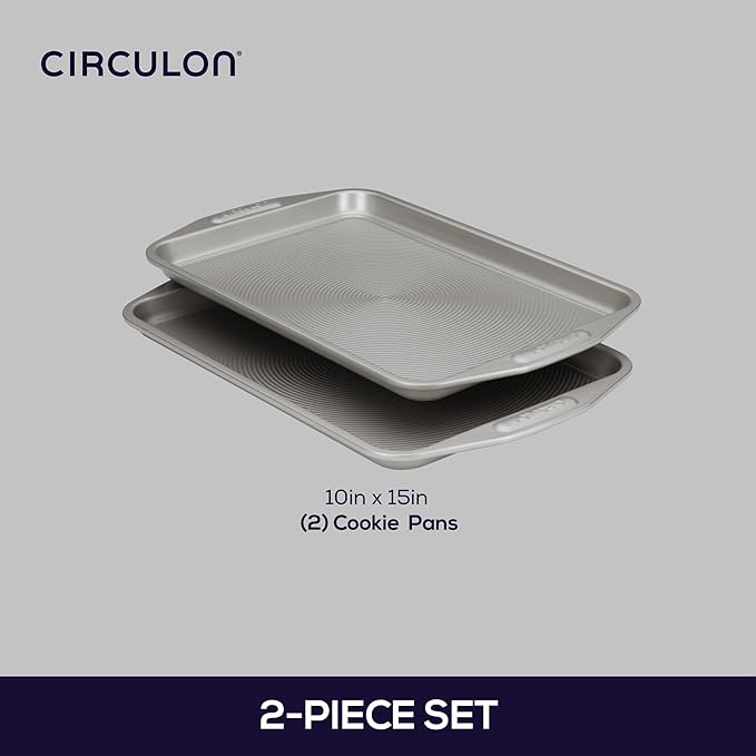 Circulon Nonstick Bakeware 2-Piece Baking Sheet, Bakeware Set, Gray