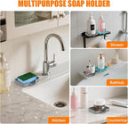 Silicone Soap Dish for Shower with Self Draining, 2 Pack Soap Holder for Bathroom, Silicone Sponge Holder for Kitchen Sink, Soap Tray for Dispenser, Scrubber, Bottle, 4.7"×3.9", Gray & Teal