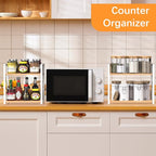 Kitchen-Countertop-Organizer-Shelf, 2 Tier Coffee Bar Station Organizer for Counter,Wooden Spice Rack Shelf, Space Saving Desk Shelving Riser Unit, Coffee Bar Accessories (Maple, Large)