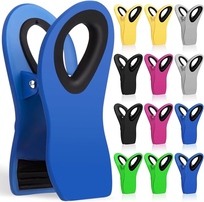 12 Pack Chip Clips, Bag Clips, Office Paper Clamps, Binder Clips, Food Clip Heavy Duty, Magnetic Clip for Food Storage, Snack, Fridge, Kitchen