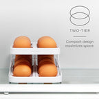 YouCopia RollDown® Egg Dispenser, Rolling Eggs Dispenser and Organizer for Refrigerator Storage, Double Track
