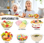 Qeirudu 12 oz Small Clear Plastic Bowls, 100 Pack Disposable Hard Plastic Party Serving Bowls for Salads, Ice Creams, Fruit, Desserts, Parfaits, Snacks