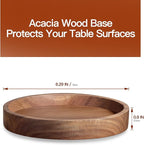 Large Glass Salad Bowls, Salad Bowl Set for Party with Acacia Wood Base and Lid and Salad Serving Utensils, Elegant and Practical Salad Bowls for Kitchen Essentials