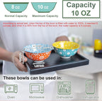 AntoKueh Colorful Ceramic Bowls 10oz, 4.7in small cereal bowl Set of 6 for ice cream, Dessert, Porcelain bowl for Dipping, Sauce, Dishwasher/Microwave safe