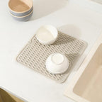 MicoYang Silicone Dish Drying Mat for Multiple Usage,Easy clean,Eco-friendly,Heat-resistant Silicone Mat for Kitchen Counter or Sink,Refrigerator or Drawer liner Tapioca M 12 inches x 12 inches