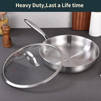 DELARLO Tri-ply Stainless Steel Frying Pan Set 8" 10" 12" With 3 Lid Induction large Skillets Chef's Pan,Pots and Pans Set Kitchen Cookware Set Suitable for All Stove