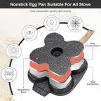 4-Cup Egg Pan Nonstick, Egg Frying Pan with Lid Pancake Pan, Omelet Pan Induction Compatible for Breakfast- Black