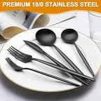 40 Pieces Black Silverware Set, Stainless Steel Flatware Set Service for 8, Tableware Cutlery Set, Utensils for Home, Restaurant, hotel, Include Knife Fork Spoon Set,Dishwasher Safe