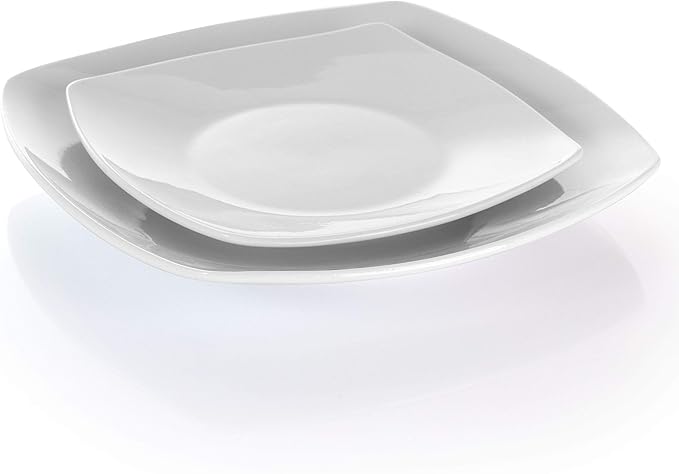 Elama Hayes 16 Piece Square Porcelain Dinnerware Set in White
