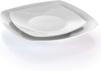 Elama Hayes 16 Piece Square Porcelain Dinnerware Set in White