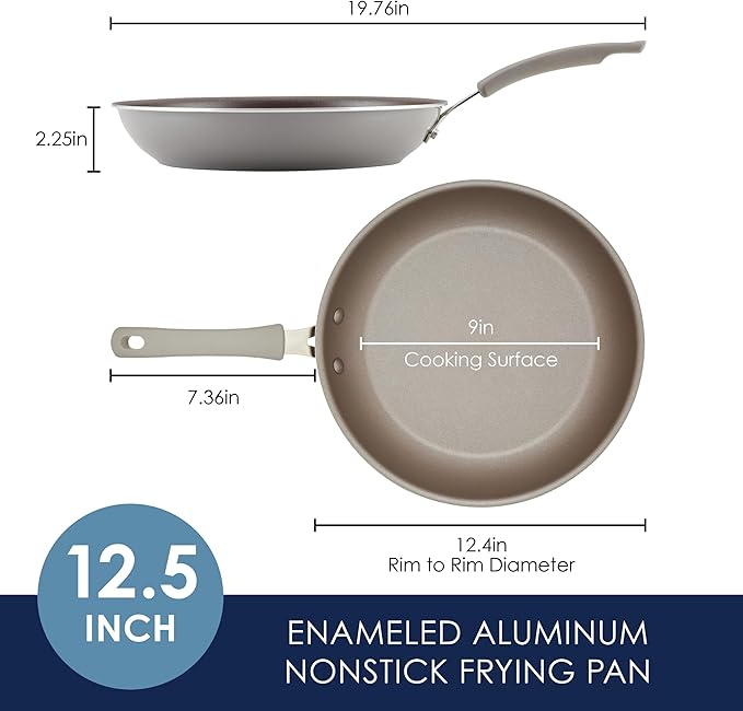 Rachael Ray Cook + Create Nonstick Frying Pan/Skillet, 12.5 Inch, Gray