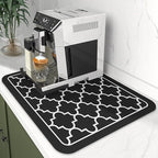 WISELIFE Dish Drying Mat Super Absorbent Drying Mat Large Dish Drying Mats for Kitchen Counter Easy Clean Dish Mat Kitchen Drying Mat15"x 18" Stylish Black