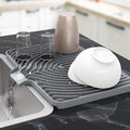 Silicone Drying Mat for Kitchen Counter , Dish Drying Rack Matt with Built in Drain, Small Dry Mats for Dishes Drying Pad for Kitchen Counter (18×12inch Extra Raised, gray)