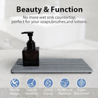 Diatomite Soap Dish, Water Absorbing Stone Tray, Kitchen Sink Organizer, Fast Drying Counter Holder (Grey, 9.5" x 4.7"/24 x 12cm)