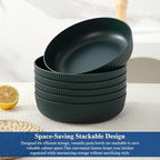 HOMQUEN Pasta Bowls Set of 6, 37oz Salad Bowls Green Soup Bowls, Large Pasta Serving Bowls, Unbreakable Plastic Dinner Bowls, Dinnerware Sets,Valentines Day Gift, Dishwasher Safe (Green)