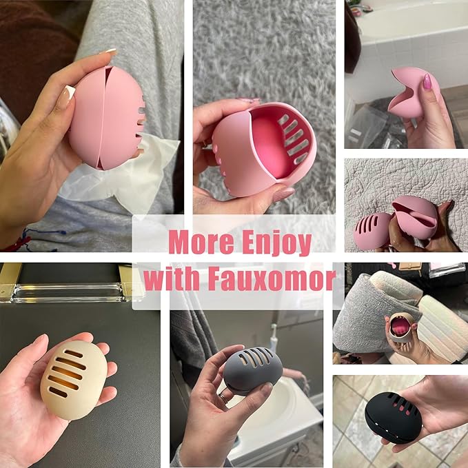 Fauxomor Makeup Sponge Holder,Double-sided 5-line Vented Silicone Beauty Make Up Blender Case for Travel,Shatterproof Make-Up Sponge Travel Case for All Sponges Reuse Easy Carry,Pink