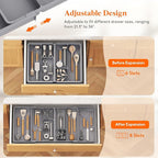 Lifewit Expandable Utensil Organizer for Kitchen Drawer, Adjustable Cooking Silverware Tray, Plastic Cutlery Flatware Holder, Spatula Tools Gadgets Storage Divider, 53-91 x 43cm, Plastic, Gray
