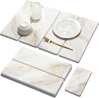 Large Stone Dish Drying Mat for Kitchen Counter, 2 PCS Quick Dry Stone Mats, Foldable Water Absorbing Diatomaceous Earth Drying Dishes Pad for Countertop Bottle Utensil Cup(Yellow White 24"x16"&8"x4")