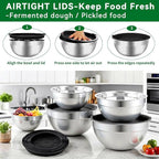 Mixing Bowls Set, 25PCS Stainless Steel Mixing Bowl with Lid Set, Large Nesting Bowls 7, 4.5, 3,2, 1.5QT, Measuring Cups and Spoons Baking Utensils Metal Bowl for Kitchen Prep