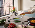 Joseph Joseph Duo 5-Piece Utensil Set with Integrated Tool Rests: Vibrant Set with Solid & Slotted Spoons, Turners, and Ladle, Hygienic Design, Heat-Resistant, Perfect for Hanging Storage