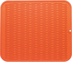 MicoYang Silicone Dish Drying Mat for Multiple Usage,Easy clean,Eco-friendly,Heat-resistant Silicone Mat for Kitchen Counter or Sink,Refrigerator or Drawer Liner Orange XL 18 inches x 16 inches
