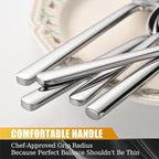 40-Piece Silverware Set, Heavy-Duty Stainless Steel Flatware Set for 8, Cutlery Set with Modern Round Handle, Mirror Polished Silverware for Home, Wedding, Restaurant, Dishwasher Safe